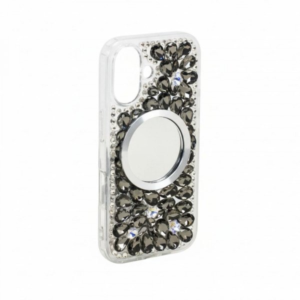Wholesale Glitter Rhinestone Diamond Fashion Mirror Jewel Phone Case for Apple iPhone 17 (Black)