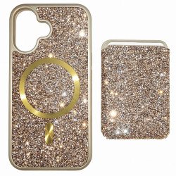 Sparkling Diamond Rhinestone Magnetic Magsafe Phone Case with Magsafe Wallet  for Apple iPhone 17 (Gold) Sparkling Diamond Rhinestone Magnetic Magsafe Phone Case with Magsafe Wallet  for Apple iPhone 17 (Gold)