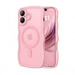 Curly Wavy Design Grip Matte Translucent Phone Case with Magnetic Magsafe Ring and Camera Protection for Apple iPhone 17 (Pink) Curly Wavy Design Grip Matte Translucent Phone Case with Magnetic Magsafe Ring and Camera Protection for Apple iPhone 17 (Pink)