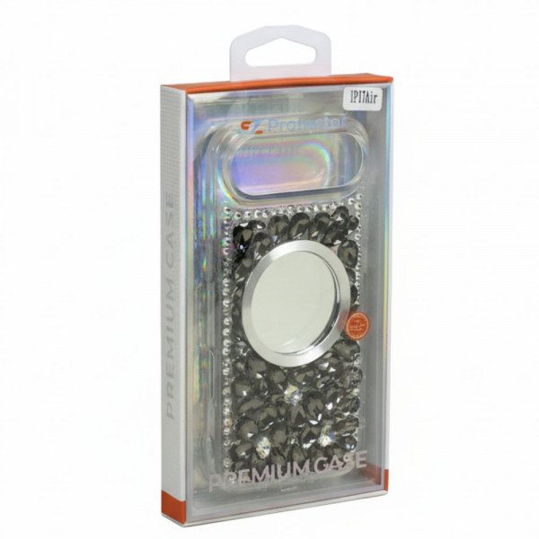Wholesale Glitter Rhinestone Diamond Fashion Mirror Jewel Phone Case for Apple iPhone 17 Air (Black)