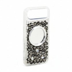 Glitter Rhinestone Diamond Fashion Mirror Jewel Phone Case for Apple iPhone 17 Air (Black)