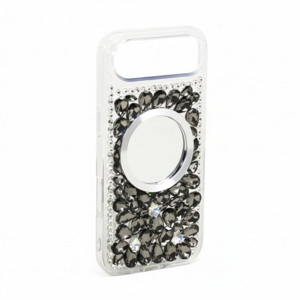 Wholesale Glitter Rhinestone Diamond Fashion Mirror Jewel Phone Case for Apple iPhone 17 Air (Black)