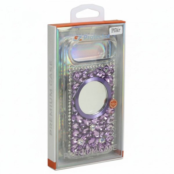 Wholesale Glitter Rhinestone Diamond Fashion Mirror Jewel Phone Case for Apple iPhone 17 Air (Purple)