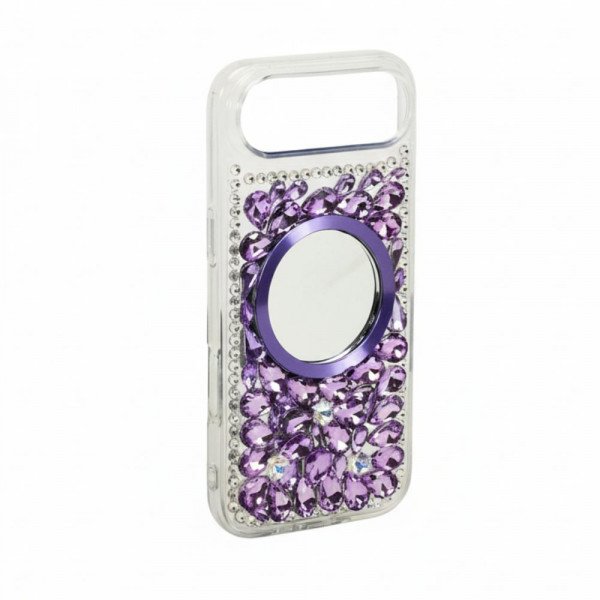 Wholesale Glitter Rhinestone Diamond Fashion Mirror Jewel Phone Case for Apple iPhone 17 Air (Purple)