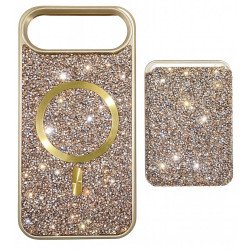 Sparkling Diamond Rhinestone Magnetic Magsafe Phone Case with Magsafe Wallet  for Apple iPhone 17 Air (Gold) Sparkling Diamond Rhinestone Magnetic Magsafe Phone Case with Magsafe Wallet  for Apple iPhone 17 Air (Gold)