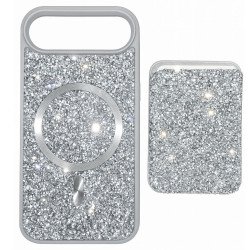 Sparkling Diamond Rhinestone Magnetic Magsafe Phone Case with Magsafe Wallet  for Apple iPhone 17 Air (Silver) Sparkling Diamond Rhinestone Magnetic Magsafe Phone Case with Magsafe Wallet  for Apple iPhone 17 Air (Silver)
