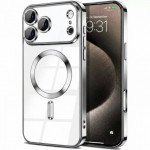 Wholesale Premium Chrome Design Transparent Magnetic Ring Case with Camera Protection for Apple iPhone 17 Pro Max (Silver)