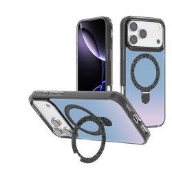 Color Gradient Design Style Magnetic Magsafe Phone Case with Glitter Kickstand Ring for Apple iPhone 17 Pro (Black) Color Gradient Design Style Magnetic Magsafe Phone Case with Glitter Kickstand Ring for Apple iPhone 17 Pro (Black)
