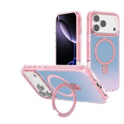 Color Gradient Design Style Magnetic Magsafe Phone Case with Glitter Kickstand Ring for Apple iPhone 17 Pro (Pink) Color Gradient Design Style Magnetic Magsafe Phone Case with Glitter Kickstand Ring for Apple iPhone 17 Pro (Pink)