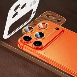 Full Mesh Premium Guard Titanium Alloy Camera Lens Protector for iPhone 17 Pro Max (Orange)