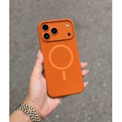 Magnetic MagSafe-Compatible Silicone Phone Case with Shockproof, Anti-Scratch Protection for Apple iPhone 17 Pro (Orange)