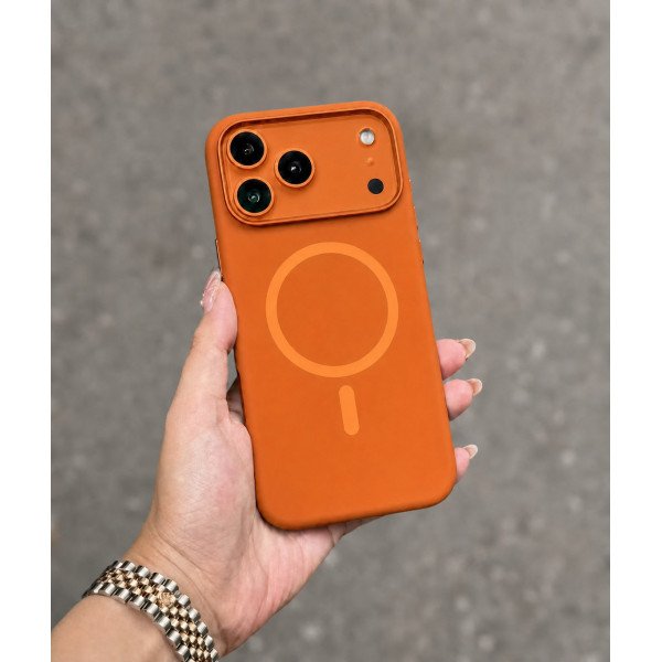 Wholesale Magnetic MagSafe-Compatible Silicone Phone Case with Shockproof, Anti-Scratch Protection for Apple iPhone 17 Pro (Orange)