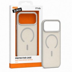 Chrome Button Slim Matte Finish Metallic Magnetic Phone Case With MagSafe Ring for iPhone 17 Pro Max (White)