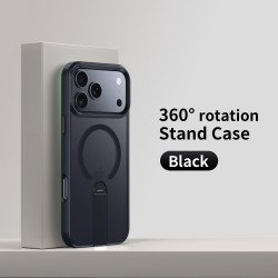 Ultra Protection Transparent Magsafe Compatible Phone Case with 360 Rotation Vertical Kickstand for Apple iPhone 17 Pro (Black) Ultra Protection Transparent Magsafe Compatible Phone Case with 360 Rotation Vertical Kickstand for Apple iPhone 17 Pro (Black)