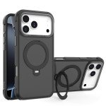 Wholesale Translucent Matte Finish MagSafe Compatible Phone Case with 360 Rotating Magnetic Kickstand for Apple iPhone 17 Pro Max (Black)