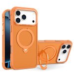 Wholesale Translucent Matte Finish MagSafe Compatible Phone Case with 360 Rotating Magnetic Kickstand for Apple iPhone 17 Pro Max (Orange)