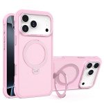 Wholesale Translucent Matte Finish MagSafe Compatible Phone Case with 360 Rotating Magnetic Kickstand for Apple iPhone 17 Pro Max (Pink)