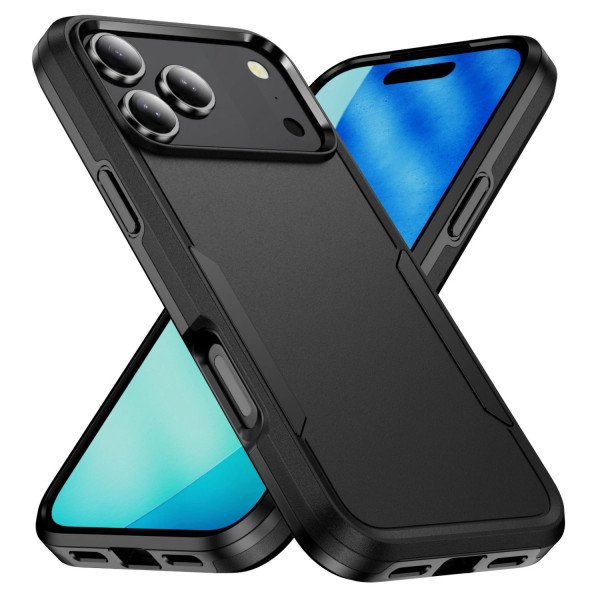 Wholesale Heavy Duty Slim Hybrid Shockproof Armor Phone Case for Apple iPhone 17 Pro Max (Black)