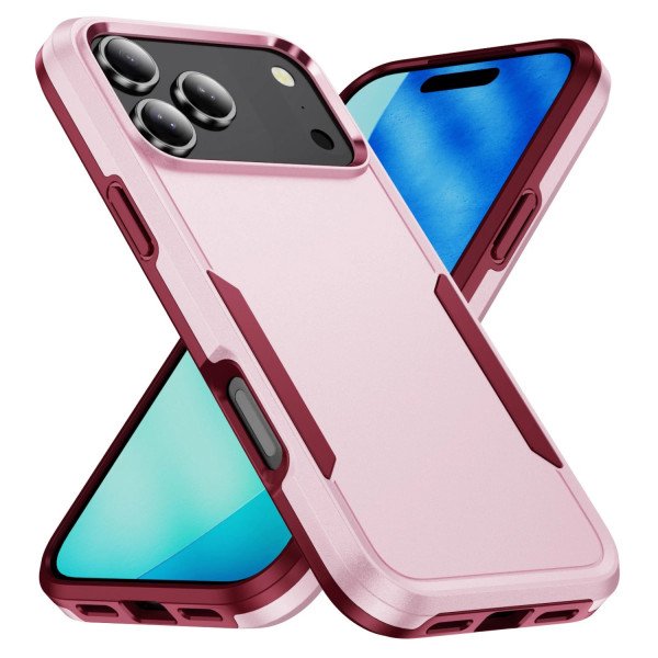 Wholesale Heavy Duty Slim Hybrid Shockproof Armor Phone Case for Apple iPhone 17 Pro (Pink)