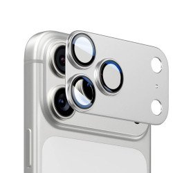 Full Premium Titanium Alloy HD Tempered Glass Camera Lens Protector for iPhone 17 Pro Max (Silver)