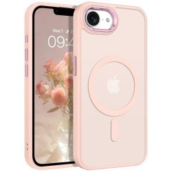 Magnetic Ring Phone Case with Camera Edge Protection – Magsafe Compatible & Durable Design for Apple iPhone 17e / 16e (Pink)