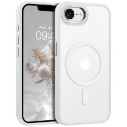 Magnetic Ring Phone Case with Camera Edge Protection – Magsafe Compatible & Durable Design for Apple iPhone 17e / 16e (White)