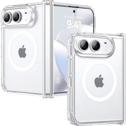 Clear Armor MagSafe Magnetic Transparent Foldable Phone Case for Apple iPhone Duo (Clear)