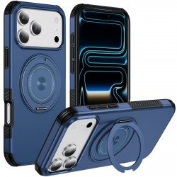 Slim 360 Magnetic Magsafe Phone Case with Rotation Ring Kickstand for Apple iPhone 18 Pro Max / 17 Pro Max (Blue)
