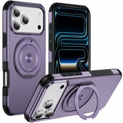 Slim 360 Magnetic Magsafe Phone Case with Rotation Ring Kickstand for Apple iPhone 18 Pro Max / 17 Pro Max (Purple)
