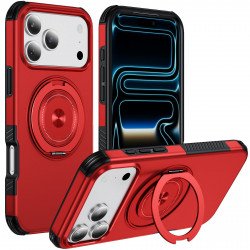 Slim 360 Magnetic Magsafe Phone Case with Rotation Ring Kickstand for Apple iPhone 18 Pro Max / 17 Pro Max (Red)