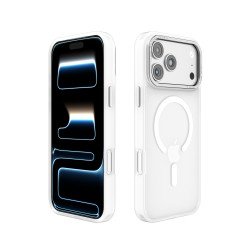 Magnetic Ring Phone Case with Camera Edge Protection – Magsafe Compatible & Durable Design for Apple iPhone 17 Pro Max (White)