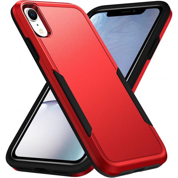 Wholesale Heavy Duty Strong Armor Hybrid Trailblazer Case Cover for Apple iPhone XR (Red)