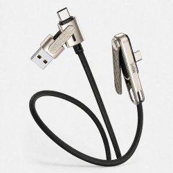 240W Foldable Phone Stand 2-in-1 Multiple Ports USB-A/C to USB-C 6FT Charging & Sync Cable (Black)
