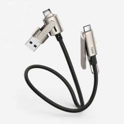 240W Foldable Phone Stand 2-in-1 Multiple Ports USB-A/C to USB-C 6FT Charging & Sync Cable (Black)