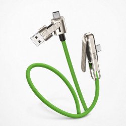 240W Foldable Phone Stand 2-in-1 Multiple Ports USB-A/C to USB-C 6FT Charging & Sync Cable (Green)