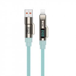 240W E-Marker Chip 4-in-1 Multi-Port USB-A/C to Type C/IP Lighting 6FT Charging Cable With Digital Speed Display (Blue)