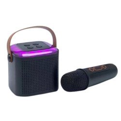 LED RGB Karaoke Machine Microphone, Party Speaker, Music Box Subwoofer KMS-192 for Universal Cell Phone And Bluetooth Device (Black)