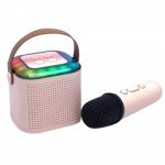 LED RGB Karaoke Machine Microphone, Party Speaker, Music Box Subwoofer KMS-192 for Universal Cell Phone And Bluetooth Device (Pink)