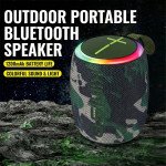 Wholesale Portable Bluetooth Speaker with RGB LED Light - Round Drum Design for Wireless Audio Streaming KMS215 for Universal Cell Phone And Bluetooth Device (Camo)