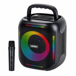 Carry To Go RGB Portable Bluetooth Karaoke Speaker with Wireless Microphone / Handle (Black)