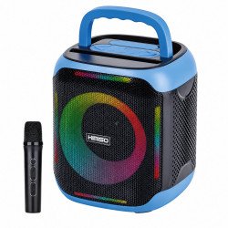Carry To Go RGB Portable Bluetooth Karaoke Speaker with Wireless Microphone / Handle (Blue)