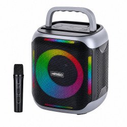 Carry To Go RGB Portable Bluetooth Karaoke Speaker with Wireless Microphone / Handle (Gray)