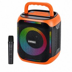 Carry To Go RGB Portable Bluetooth Karaoke Speaker with Wireless Microphone / Handle (Orange)