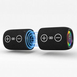 Automatic TWS Magnetic Portable Bluetooth Speaker Set (Black)
