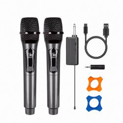 2pc Wireless Transmission Microphone with Receiver Adapter (Black)
