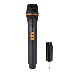 Single Long Battery Wireless Microphone with Receiver Adapter (Black)