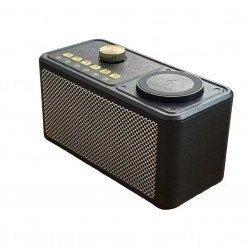 2 in 1 Retro Vintage Bluetooth Speaker with 15W Wireless Charger M68 (Black)