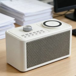 2 in 1 Retro Vintage Bluetooth Speaker with 15W Wireless Charger M68 (White)
