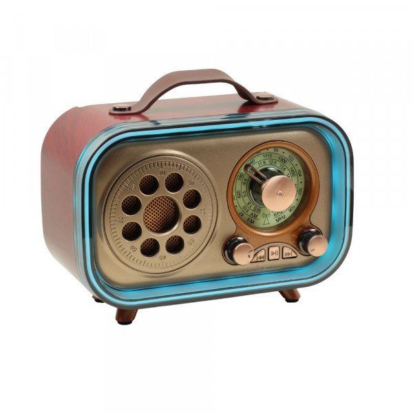 Wholesale Retro Design Bluetooth Speaker with FM Radio, Colorful LED Light & Convenient Carry Handle (Red)