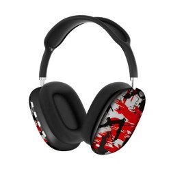 Graffiti Art Stereo Wireless Headphones - Comfortable Over-Ear Bluetooth Headset with Cool Design MS701 for Universal Cell Phone And Bluetooth Device (Red)